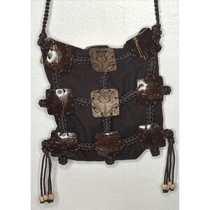 Antique Handmade Coconut Shell Crossbody Shoulder Bag Purse Hawaii Hyksos beads